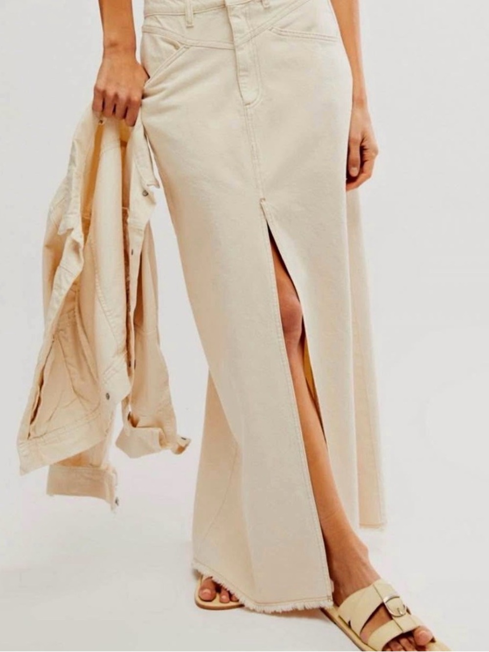 FREE PEOPLE X We The Free Come As You Are Denim Maxi Skirt size 10